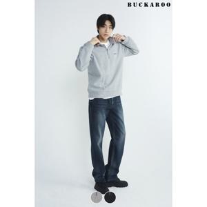 [버커루]남여공용 맨투맨 로고 와펜 기모 하프집업 티셔츠(B234Z1030P)