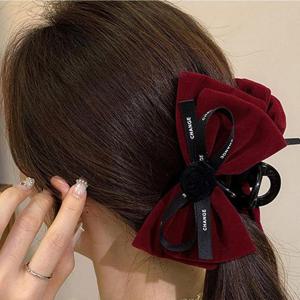 [잇백잇슈] 왕리본장미헤어집게핀 고급스러운 청순한