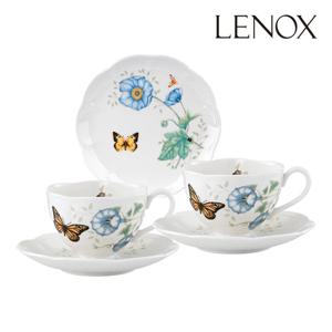 [레녹스]버터플라이메도우 커피잔 2인조+중접시 (모나크)