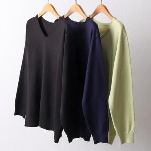 빅사이즈사랑해요 I251L401 브이넥얇은니트긴팔티 EB