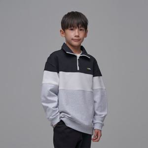 [내셔널지오그래픽키즈] K241USW930 컬러블럭 반집업 맨투맨 CARBONBLACK