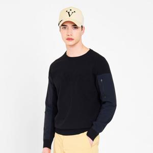 [볼빅어패럴] 남성 골프 소매 우븐 패치 라운드 니트 VMKTN202_BK