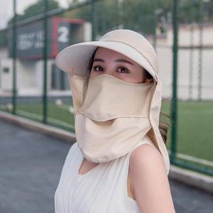 여성 돌돌이 여름 얼굴가리개 마스크 썬캡 (베이지)
