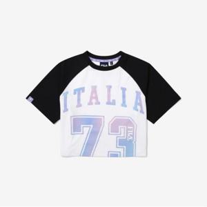 [휠라키즈] Girls 라글란 배색 크롭티셔츠 (FK2RSG2306F_BLK)