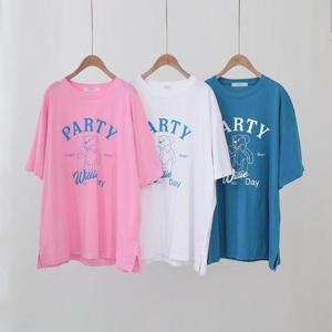 빅사이즈사랑해요 O230L404 큐트곰인형프린팅반팔티 WB