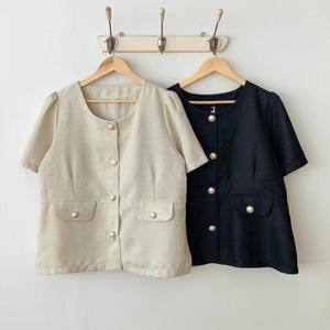 빅사이즈사랑해요 Q890L404 에이비린넨셔링반팔자켓 GO