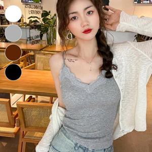 레이스 브이넥 캡내장 끈나시 ELC-1020