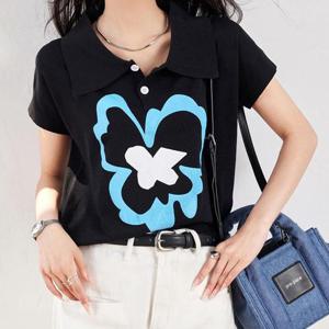 G126623_카라 나염반팔 니트티셔츠