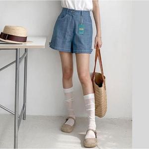 뒷밴딩 3부 와이드 반 바지 팬츠 스티치 연청 흑청 룩