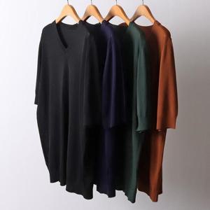 빅사이즈사랑해요 I579L405 썸머브이넥니트반팔티 AP