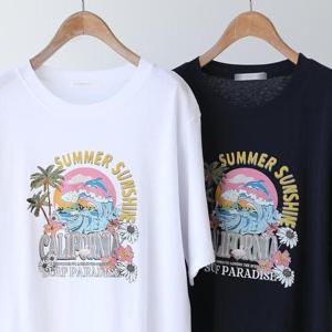 파도돌핀프린팅반팔티 406S279S 빅사이즈 여성의류