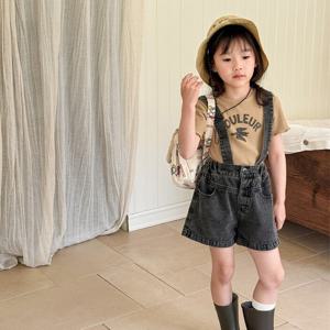 [베이비맥스] 위니 멜빵 숏 데님 팬츠 R12038