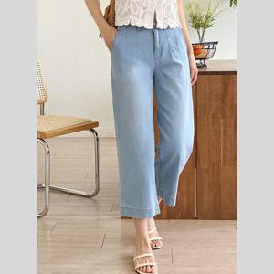 청바지 와이드핏 여름 통 스판 밴딩 워싱 팬츠 코디