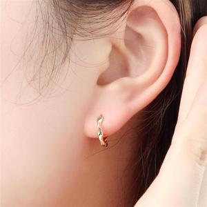 [비쥬홀릭] 실버925 골드도금 웨이브 꼬임 링 귀걸이