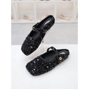 [코디엘루]스퀘어 스팽글 플랫 블로퍼 1cm COMD500374_GN