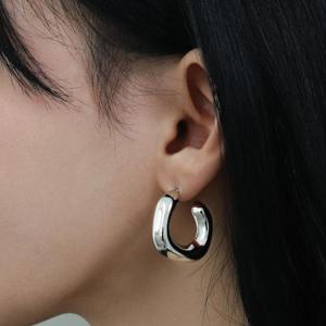 [엠던] 볼드 라운드 스퀘어 청키 벌룬 빅 후프귀걸이