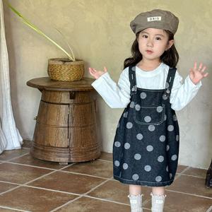 [베이비맥스] 오브 도트 멜빵 데님 스커트 R12183