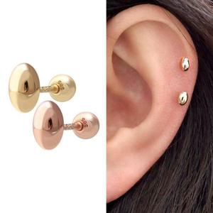 14K 밥풀 타원 로즈 골드 금 피어싱