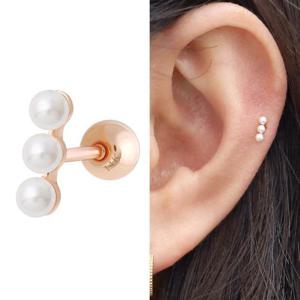 14K 진주 스틱 로즈골드 금 피어싱