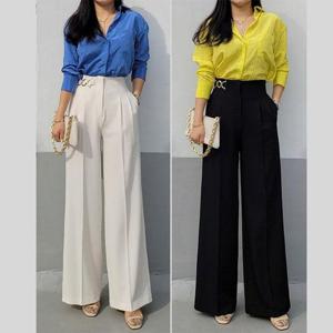 핀턱 하이웨스트 금장 와이드 팬츠 슬랙스 바지 코디