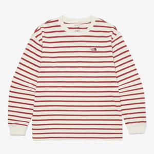노스페이스 키즈 NT7TQ51U 버건디 글렌 스트라이프 긴팔 라운드 기본티셔츠