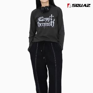 [스콰즈]스콰즈 여성 크롭티 레터링 크롭 긴팔티셔츠 SUS006