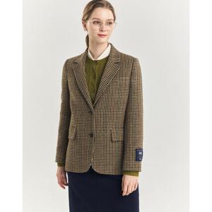 헤지스 여성 24FW 반값세일울100% 베이지 체크 문트위드 자켓 HSJA4D912I2