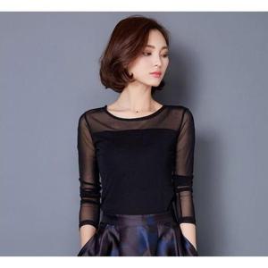 [깨비몰] 스판 시스루 망사 이너 레이어드 블라우스