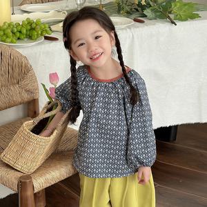 [베이비맥스] 리밍 플라워 체크 블라우스 R12571