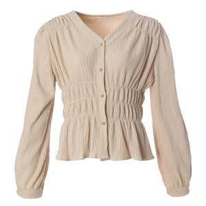 [페이지플린]브이넥 셔링 콩단추 블라우스 (F4CBL034)