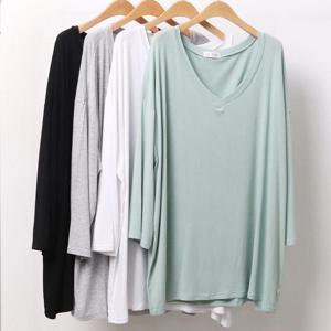 빅사이즈루즈티 8888L410 실키딥브이넥긴팔티 RA