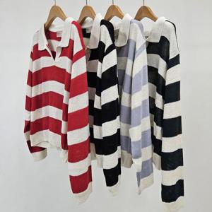 빅사이즈카라티 S831L410 미뉴카라배색단가라니트 RM