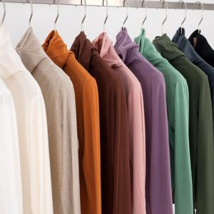 바띠 물결 폴라 니트 레이어드 베이직 티셔츠