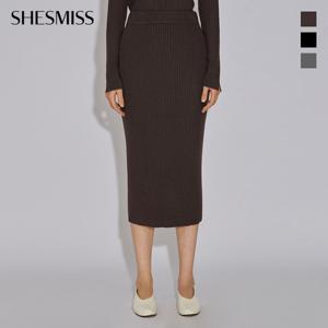 [쉬즈미스] 리브드 H라인 니트 스커트_SSKSKO32050