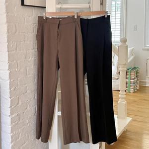 빅사이즈정장바지 T060L410 후크핀턱롱와이드슬랙스 CA