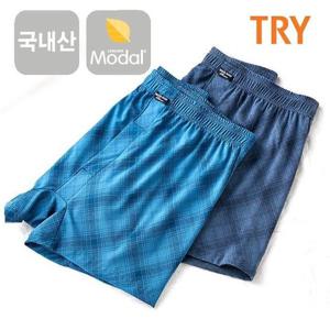 트라이 남성 모달 체크 사각트렁크팬티 남자속옷(택1)