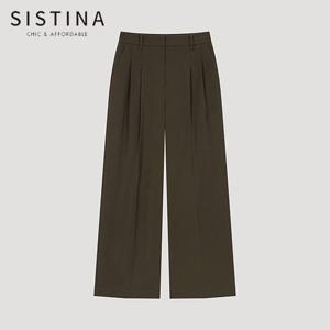 [SISTINA] 인기 투턱 와이드 팬츠_AWWSLO41050_BR