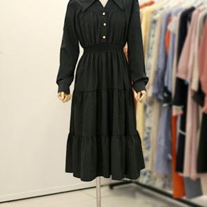 [메종블랑쉬]프릴 셔링 밴딩 카라 원피스 ARAM243JOP906