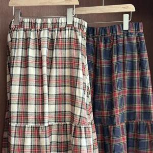 바운스체크롱스커트 411T218S 빅사이즈 여성의류