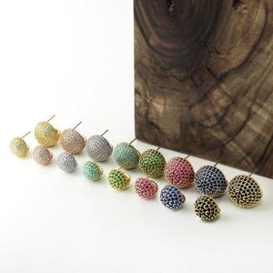 [엠던] 큐빅 볼 후프 귀걸이 컬러 미러볼 이어링