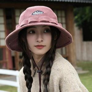 패치 고급스러운 코듀로이 소재 데일리 사파리햇