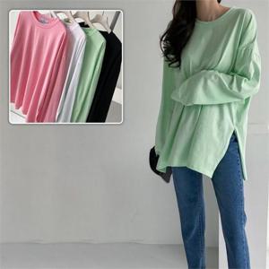 [SidMarket] 루즈컬러슬릿롱티셔츠 21D209P 빅사이즈 여성의류