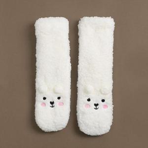 곰돌이 후리스 롱 수면양말 여성용 겨울양말