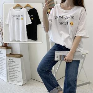 [SidMarket] 스마일레터링반팔티 21D304U 빅사이즈 여성의류