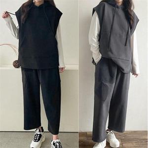 [SidMarket] 양기모 캐주얼 후드조끼 콤비룩 C3R27 빅사이즈여성