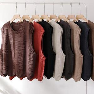 울 쪼끼 니트베스트 여성 물결 니트쪼끼 간절기 조끼