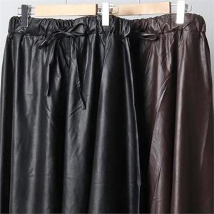 플레어 레더 밴딩 스커트 211J440S 빅사이즈 여성의류