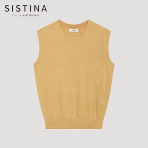 [SISTINA] 인기 플레인 라운드넥 슬리브리스 니트_ASKPOO31510_MT