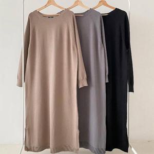 빅사이즈니트원피스 T447L412 베이직라운드루즈원피스 AR