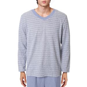 [비비안(언더웨어)]포근한 착용감 기하학 패턴 폴리 남성 홈웨어 기모 상의 EZ2913